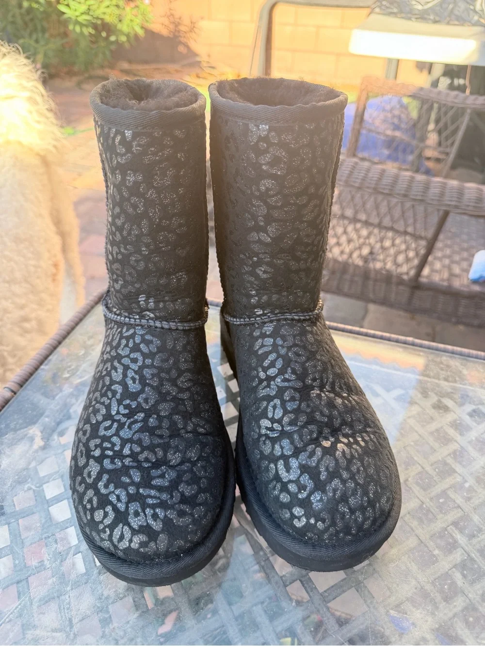 UGG kids Black Leopard Print Boots Size 5 – Never Worn $55